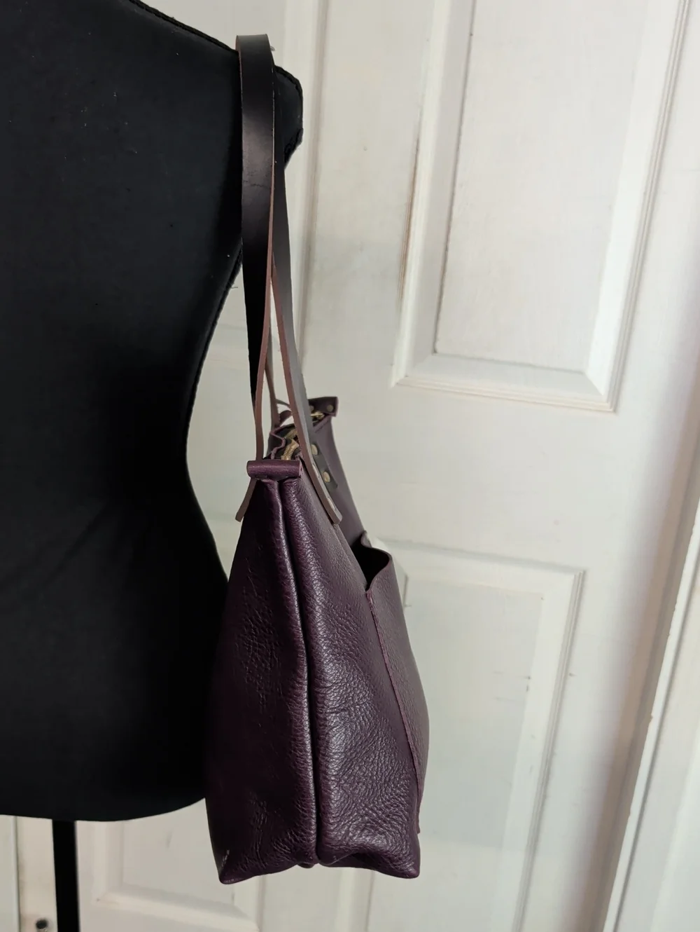 Portland Leather Plum Purple Shoulder Bag